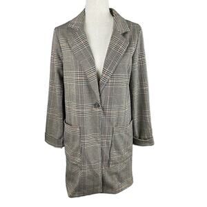 NEW NWT Jules & Leopold Brown Black Plaid Pattern Single Button Blazer Sz S